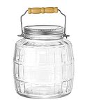 Anchor Hocking 1-Gallon Barrel Jar with Brushed Aluminum Lid, Set of 2, Clear Glass -