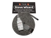 The Stove Wizard Black Stove Rope Kit 12mm x 2.5m Long with Large 50ml Super Seal Adhesive Flues Glass Door Seals Wood Burning Replacement Made In The UK