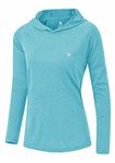 JHMORP Women's Long Sleeve Hoodie Shirts UPF 50+ Quick Dry Athletic Pullover Workout Tops (Sky Blue,CA L)