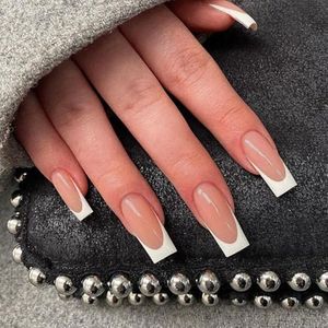 SAVILAND Press On Nails for Women: Long Square 160PCS Natural Acrylic Press On Nails Nude French Tip Nails Sturdy & Long-lasting Press on Nails Soft Gel Nail Tips for Extension DIY Nail Art