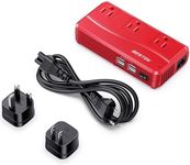 BESTEK Universal Travel Adapter 220V to 110V Voltage Converter with 6A 4-Port USB Charging and UK/AU/US/EU Worldwide Plug Adapter (Red)