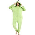 Yemnut Snug Fit Adult Unisex Onesie Cosplay Costume，One Piece Pajama Halloween Homewear Suit for Women and Men, Mike Wazowski, XL