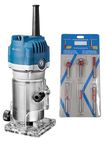 DongCheng Electric Wood Trimmer, 6.35mm 550W Powerful Motor, 30000 RPM High Speed, Aluminium Body, with Trimmer Bit Set, Model DMP04-6