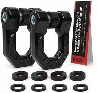 DV8 Offroad Elite Series D-Ring Shackles | Pair | 8 Ton Working Load Limit | (4) ⅛” & (4) 3/16” Isolators Included | 1&1/16” Thick Forged Steel D-Ring (Black)