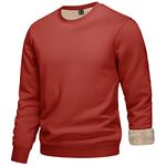 KEFITEVD Men's Sherpa Fleece Lined Sweatshirt Pullover Warm Jumpers Sweater Winter Thermal Sweatshirt Men,Orange Red,S