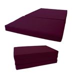 Shikibuton Tri-Folded Bed, High Density 1.8 lbs Foam, Twin Size, Full, Queen Folding Mattresses. (Full Size 4x54x75, Burgundy)