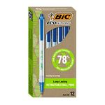 BIC ECOlutions Retractable Ball Pen, Medium Point (1.0 mm), Blue, 12 Pens