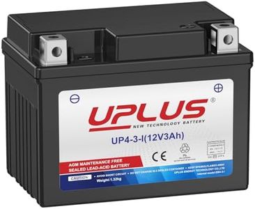UPLUS Motorcycle Battery UP4-3-I Agm Battery, 12V 3Ah SLA Batteries Maintenance Free Scooter ATV replace for-TX4L-BS | Confirm size before order 113L x 70W x 85H(mm)