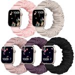 Adorve 5 Pack Scrunchie Bands Compatible with Apple Watch Band 40mm 38mm 41mm 42mm 44mm 45mm 46mm 49mm Women, Cute Fabric Scrunchy Adjustable Elastic Strap for iWatch SE Ultra Series 10 9 8 7 6 5 4 3