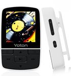 Yoton MP3 Player with Bluetooth 5.2, Expandable to 64GB, Mini Size, HiFi Music, with Sports Clip, Independent Volume Control, FM Radio, Includes Headphones, White
