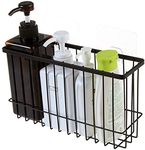 ORPIO (LABEL) Stainless Steel Wall Mounted Self Adhesive Bathroom Self Storage Shampoo, Soap, Lotions, Oil and Liquid Conditioner Holder Bath Wall Hanging Basket (Black)