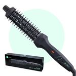 MINT 1 1/3 Inch Thermal Brush for Effortless Curls, Volume & Waves | 230-430°F 2-Heater Ceramic Curling Iron Brush Creates Long-Lasting Styles | Heated Round Brush Styler with Dual Voltage | NOT A BLOW DRYER