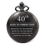 levonta Birthday Gifts for Men Personalized Pocket Watch, Bday Gift for Him Turning 30 40 50 60 Years Old, Black, Aged to Perfection 40th