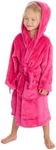 Style It Up Kids Girls Plush Cozy Dressing Gown Bright Comfortable Warm Hooded Belted Bathwear Cute Kids Robe (HOT Pink, 4-5Y)