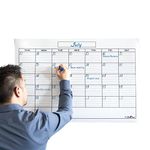 WallDeca Large Dry Erase Monthly Calendar, 24 x 36-Inch Dry Erase Calendar, Markers Bundle, Wall Planner Whiteboard Calendar, Wipe Off Erasable Wall Calendar, Classroom, Office, Home, Kitchen