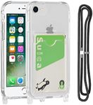 Cavor Clear Case for iPhone SE 2020/ SE 2022, iPhone 7/ 8/ 6/ 6s Slim Thin Back Cover with Shoulder Lanyard and Card Slot Soft Silicone TPU Cover, 4-Corner Shockproof Protective Transparent Case for iPhone6/6s/7/8/se2/SE3 4.7 inch Wallet Case with Card Holder