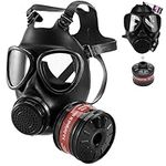 RANKSING Respirator Mask Full Face Reusable Gas Mask with P-A-2 40mm Activated Carbon Filter Canister Black Rubber Russian Mask for Industrial Home use and Survival