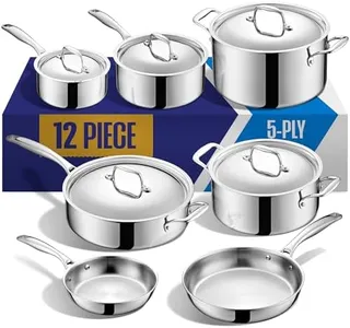 LEGEND COOKWARE Stainless Steel Cookware Set | 5 Ply, 14-Piece, Induction, Non-Toxic, Oven Safe | Best 18/8 Full Clad | Professional Kitchen Cooking, Heavy Chef Quality | PFOA, PTFE & PFOS Free