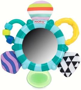 Nuby Look-at-Me Mirror Teether Toy, Teal/Blue Monkey