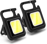 COB Small Flashlights 1000Lumens Rechargeable Waterproof Portable Led Work Light Keychain 4 Light Modes Mini COB Working Lights with Collapsible Bracket and Strong Magnet(2 Pack)