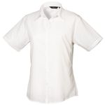 Premier Workwear Ladies Short Sleeve Poplin Blouse White 24