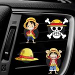 ZOSTLAND Animation Car Air Vent Clip Decoration,Skull Car Air Fresheners, Cute Car Vent Clip,Personalized Automotive Interior Decoration Accessories,Straw Hat Car Decor Gift (4pcs Pirate)