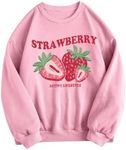 Floerns Women's Letter Graphic Print Long Sleeve Sweatshirt Pullover Tops Pink Strawberry Medium