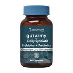 Gut Army Prebiotics & Probiotics - 10 Unique Strains Blend -100 Billion CFU - With Inulin & Probiotics Blend - Supports Gut Digestion Health & Bowel Movement - 60 Capsules By ZEROHARM