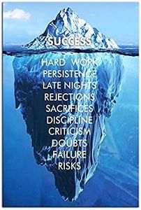 Inspirational Success Canvas Wall Art Blue Iceberg Motivation Quotes Print Poster Picture Artworks For Home school Office Artwork Decor Gift Ready to Hang (12''x 16'' 30 x 40 cm)