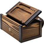 Vintage Wooden Stash Box with Rolling Tray for Herbs and Accessories - Raw Leather & Wood Combo - Handcrafted in Europe - Great Storage Organizer for Herb Grinder