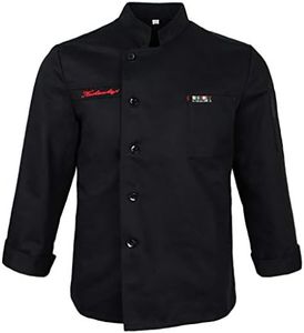 Generic Women Men Long Sleeve Chef Jacket Coat Restaurant Hotel Cook Uniform Black,