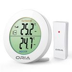 ORIA Indoor Outdoor Thermometer, Wireless Temperature Monitor, Digital LCD Thermometer with Remote Sensor, Outdoor Arrow Trends (°C/°F), Min/Max Value, Tabletop and Wall-mounted Design for Home