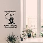 Gadgets Wrap Wall Decals 29CM Wall Stickers Black Color - (Smoke Fly Weed Marijuana)