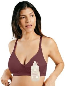 Simple Wishes Pumping and Nursing Bra in One with Fixed Padding - Patented Supermom T-Shirt - Pumping Bra Hands Free, Bitter Chocolate, 34H