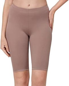 SOIE Women's Mid Rise Soft Polyamide Spandex Knee Length Cycling Shorts(CS-3 BARK L)