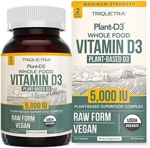 Triquetra Health Organic Vitamin D3 5,000 IU - 100% Plant-Based Cholecalciferol Form, 100% Vegan Vitamin D - Enhanced with Prebiotic & Superfood Complex (60 Servings)