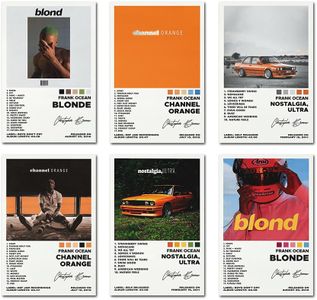 Bkioqoh A Set of 6 canvas posters,Frank Poster Ocean Blonde Poster Channel Orange Poster Nostalgia Ultra Poster 6 Piece Set,8x12IN Canvas Prints Unframed Set of 6