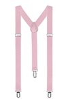 Boolavard Braces / Suspenders One Size Fully Adjustable Y Shaped With Strong Clips (Light Pink)