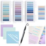 Sticky Tabs 1050PCS Book Tabs with Marker Morandi Page Markers Transparent Sticky Notes Tabs Long Book Markers Tabs Strip Index Tabs for Book Annotation Aesthetic School Supplies