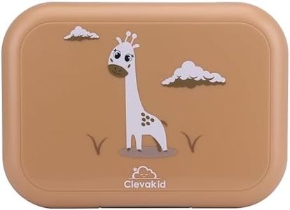 Clevakid Bento Midi Lunch Box with carrying handle – 4 No-Mix Compartments | Microwave & Dishwasher Safe,Removable Tray | 900ML OZ (Pink Dark Powder ClevaRaff Friend)