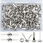 200 Pcs Split Pins, Metal Paper Fasteners Mini Brads, 8mm x 16mm Round Scrapbooking Brads Split Pins with Storage Box for Paper Craft DIY Stamping Scrapbooking (Silver)