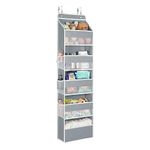 Univivi 5-Shelf Hanging Storage Pockets, Over Door Storage Organiser, Back of Door Storage with Perspective Grids and 6 Side Mesh Pockets, Behind Door Storage Organizer for Bedroom Living Room (Grey)