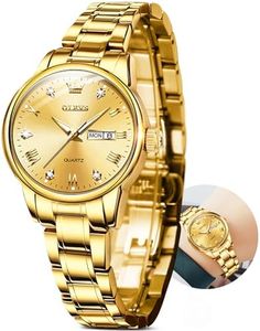 Luxury Gold Watches For Women Small Face Ladies Wrist Watches With Day Date Quartz Analog Waterproof Diamond Woman Watches Stainless Steel Easy Read Female Watch Dress Reloj De Mujer Gifts for Her