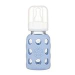 Lifefactory Glass Baby Bottle with Stage 1 Nipple and Protective Silicone Sleeve Blanket 4 Oz