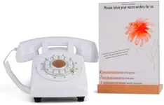 RetroVox Audio Guest Book Wedding Phone Guestbook and Signage Record Customized Audio Messages with Voicemail, Vintage Style for Bridal Shower, Birthday Party, Baby Shower (M White)