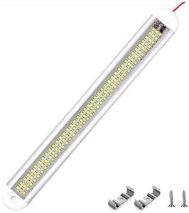 12V/24V LED Interior Light Bar, 120 LEDs 1200LM 8W DC 12V Led Light Bar, LED Strip Lights with ON/Off Switch for Enclosed Trailer Truck RV Car Lorry Camper Boat Caravan Motorhome Home Cabinet(1Pack)
