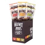 Wild West Beef Jerky - Variety Pack 12 x 25g (4 x Original, 4 x Honey BBQ, 4 x Jalapeno) Perfect Post Gym Meat Snack