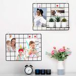 2 Pack Wire Wall Grid Panel | Photo Display Gridwall | Metal, Black & Magnetic Panels | Mesh Storage Organizer & Picture Frame | Hanging Home, Office & Kitchen Décor | Wire Notice Board