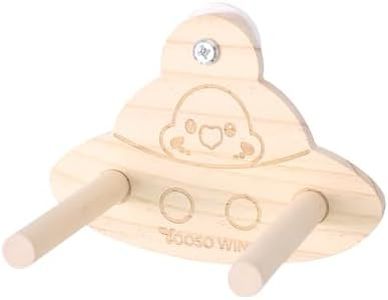 Bird Swing Perch Toy - Wooden Parrot Swing Stand with Wobble Function, Balance Play Gym for Small/Medium Parrots (Budgies, Cockatiels, Lovebirds) Cage Accessories (Melopsittacus undulatus Pattern)