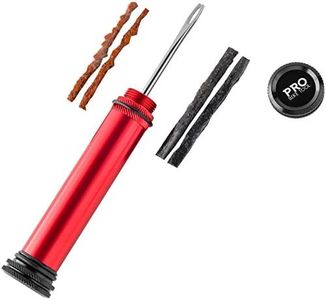 Tubeless Bike Tire Repair Kit – Handlebar Insert - for MTB and Road Bicycle Tires – Fix a Puncture or Flat, Fast – Tackle Set Includes Storage Canister Plugger Tool & Plugs - 2 Bacon & 2 Black Strips`